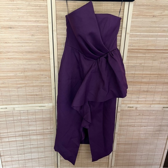 ELLIATT Reception Cascade Ruffle Strapless Cocktail Dress Wedding Guest Small - Picture 4 of 9